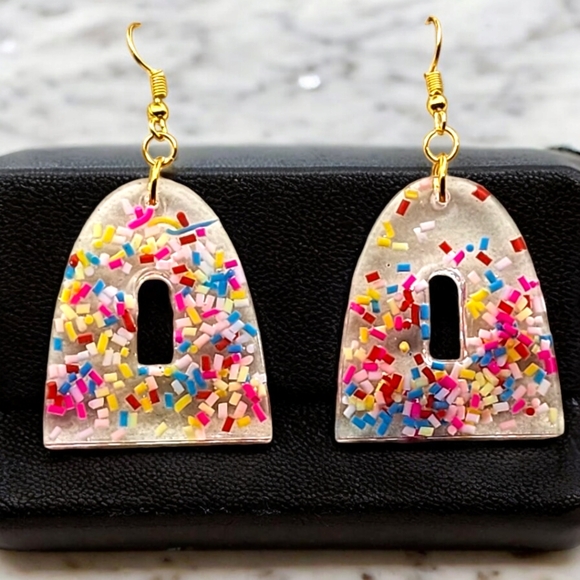 Hand Crafted Jewelry - Handmade Resin Sprinkle Earrings